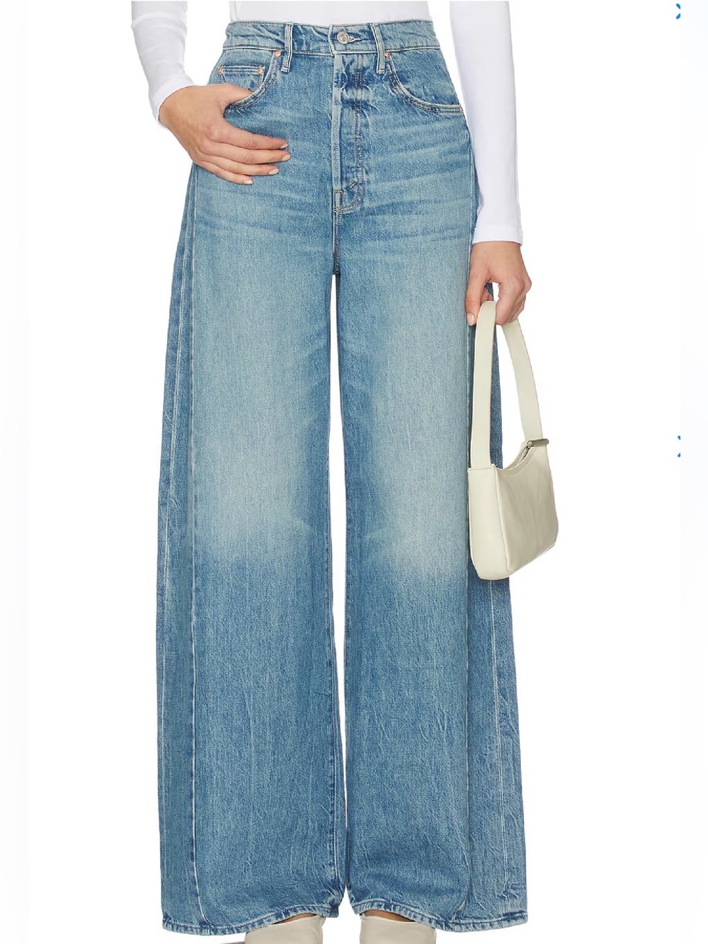 MOTHER The Pipe-Dream Button Sneak Jeans High-Rise Folk Star Blue Size 26